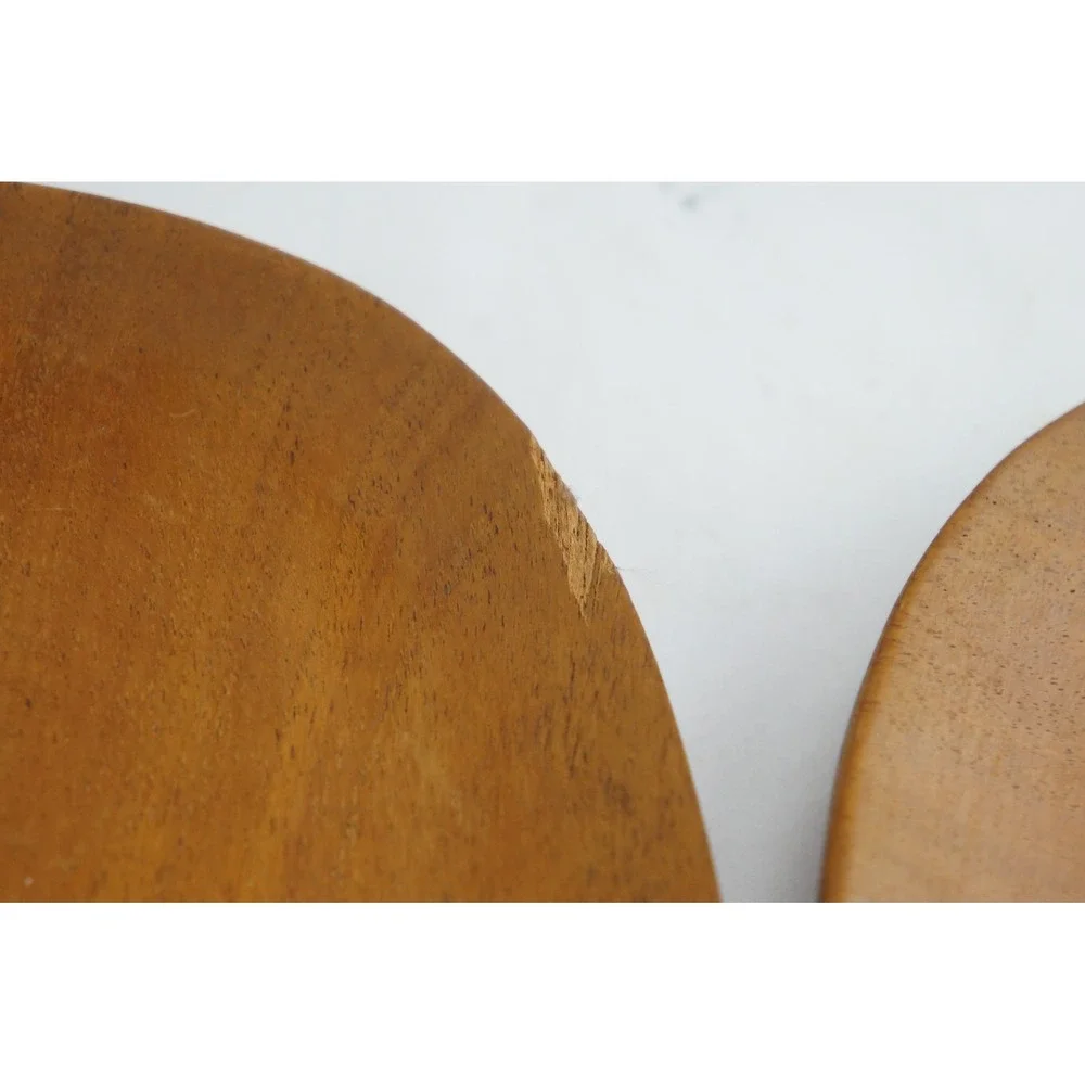 Vintage 60s Pantalcraft Taverneau Wood Dinner Plates Set of 8 Handmade Haiti GC